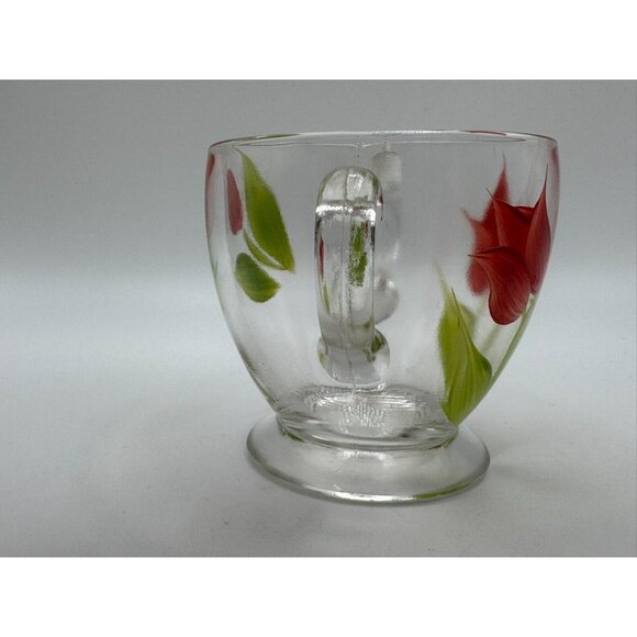 Vintage Bartlett Collins Sugar Bowl Red Tulips Flowers Gay Fad 50s Vintage - Picture 2 of 5